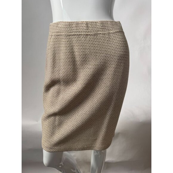 St. John Collection By Marie Gold Beige Textured Knit Skirt Suit Set Size 4 With - Picture 12 of 16